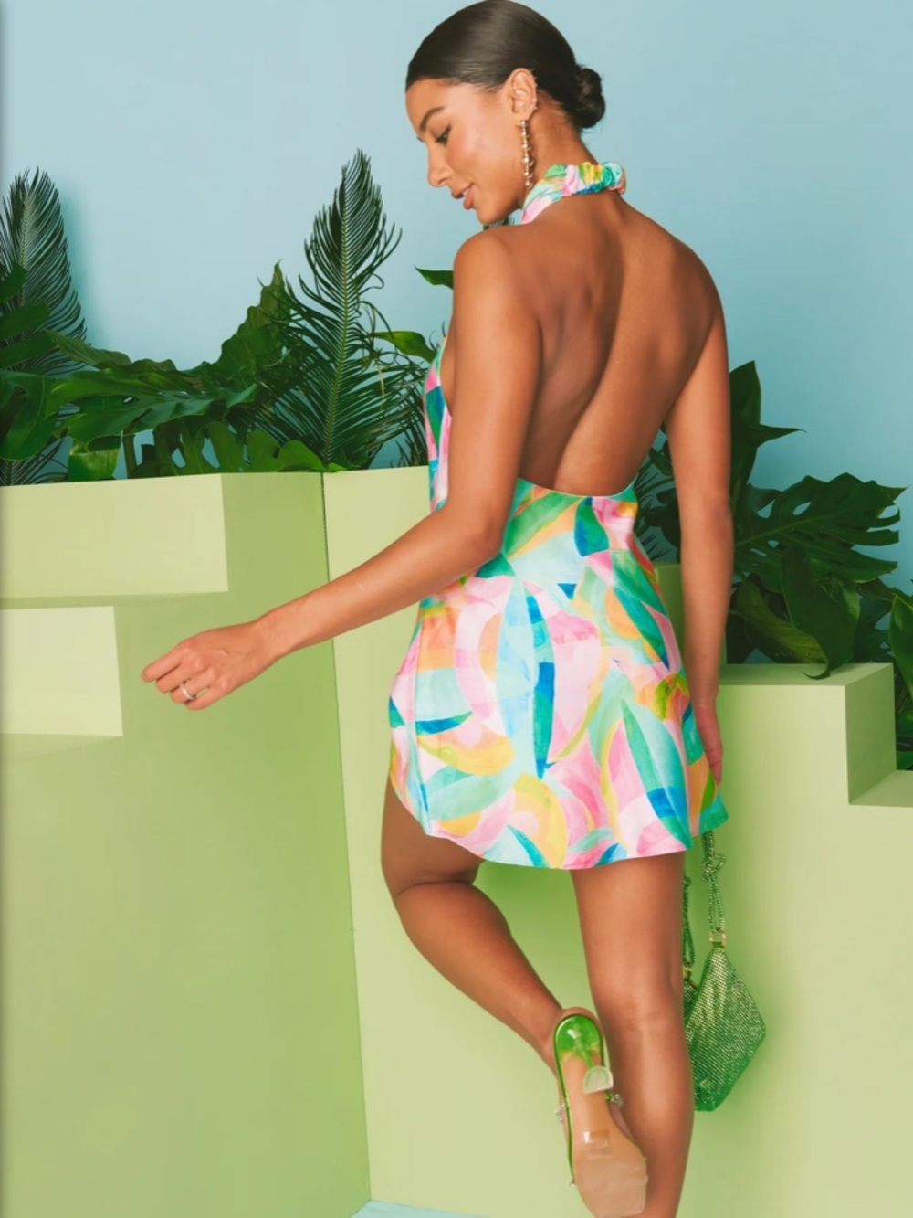 Show Me Your MuMu Multicolor Pastel Halter Mini Dress - Picture 2 of 7
